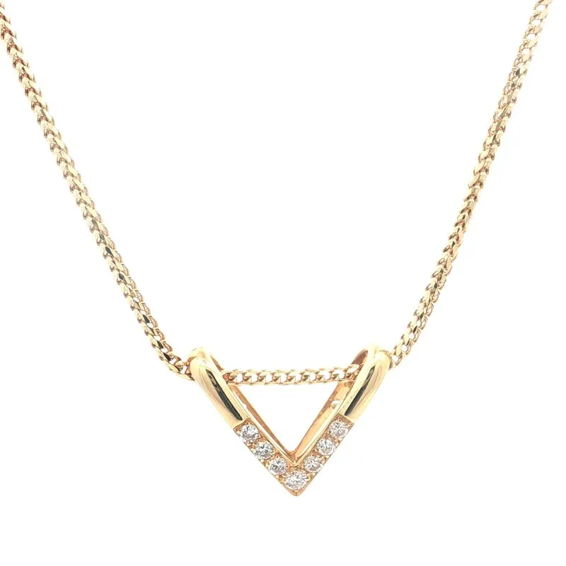 Diamond Triangle Pendant in Yellow Gold
