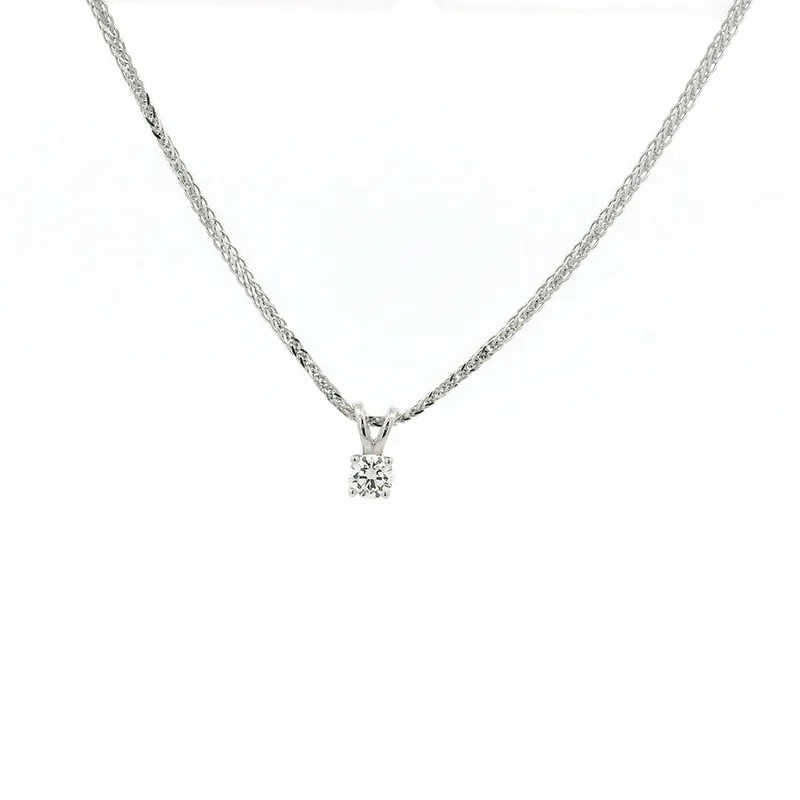 Minimalist Simple Diamond Pendant in 18K White Gold