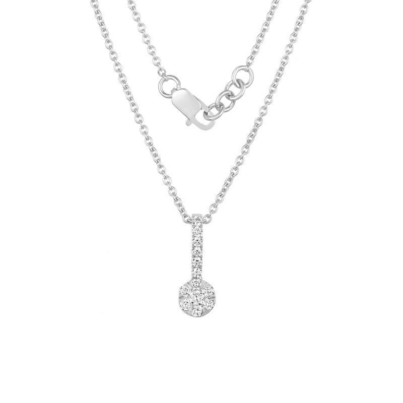 18K White Gold Diamond Pendant with 13 Diamonds