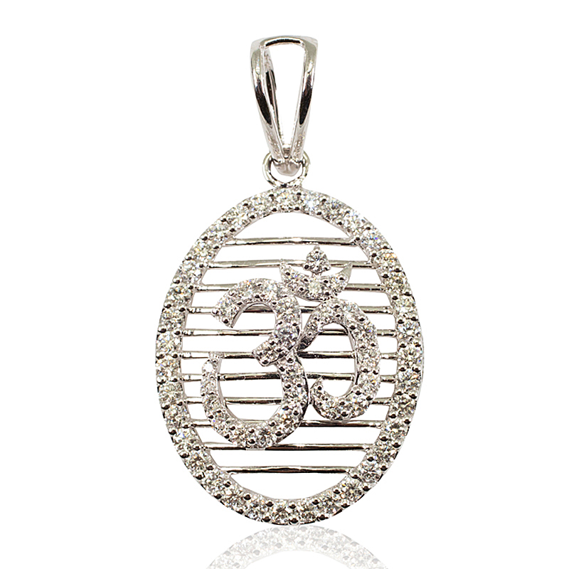 Oval shaped OM pendant in Gold and Diamonds