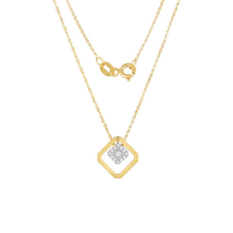 18K White and Yellow Goldellow Gold Diamond Pendant with 13 Diamonds
