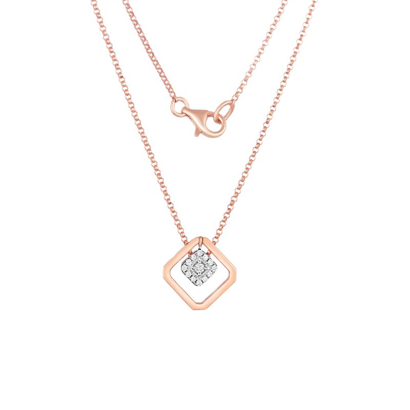 18K Rose Gold Diamond Pendant with 13 Diamonds