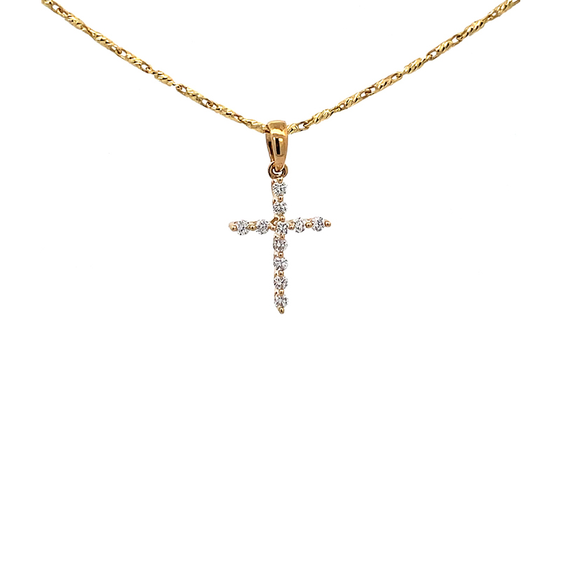 Elegant Diamond Cross Pendant - Yellow Gold