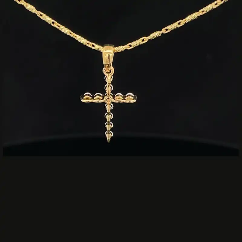 Elegant Diamond Cross Pendant - Yellow Gold