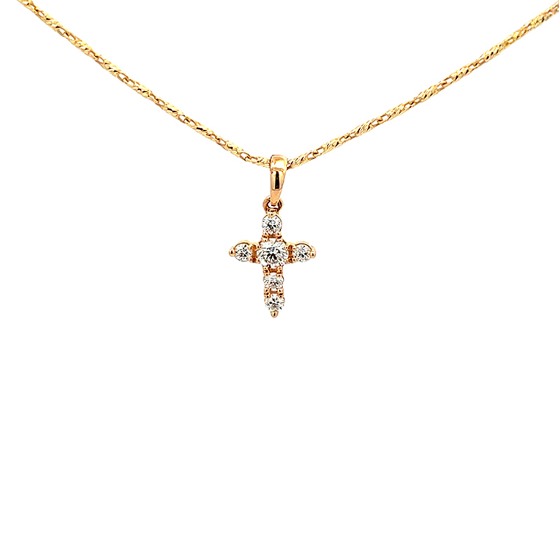 Elegant Rose Gold and Diamond Cross Pendant