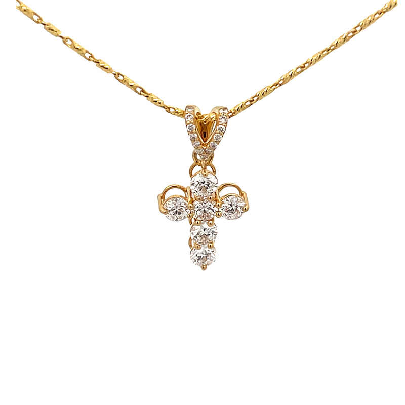 Diamond Cross Pendant, 18K Gold
