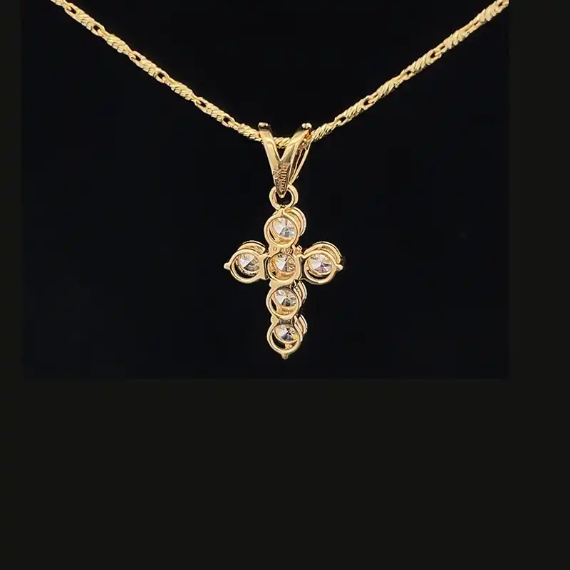 Diamond Cross Pendant, 18K Gold