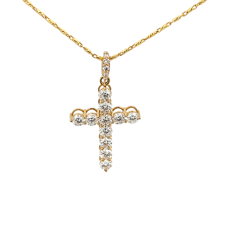 Diamond Cross Pendant - Yellow Gold