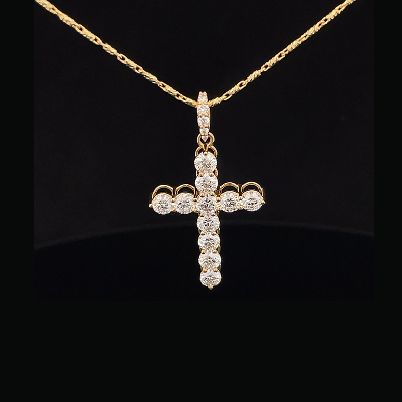 Diamond Cross Pendant - Yellow Gold