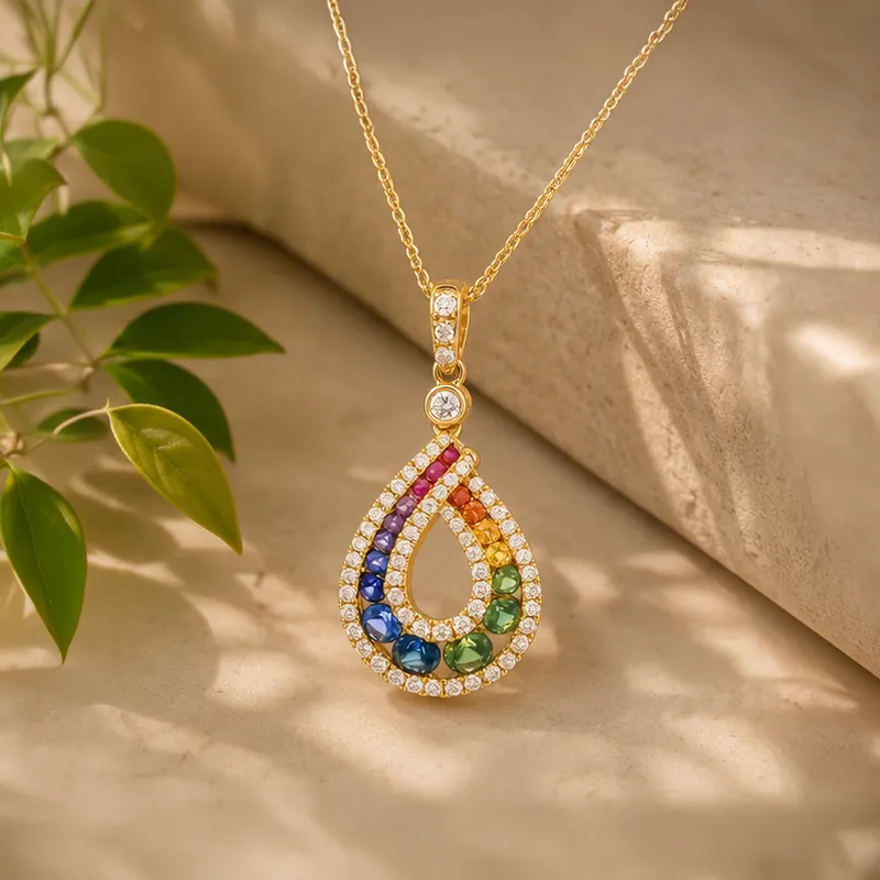 Gold Diamond Gemstone Pendant