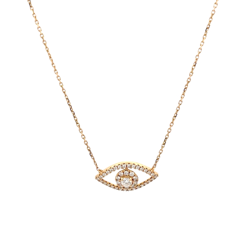 Yellow Gold 'Eye' Charm Necklace with Diamonds