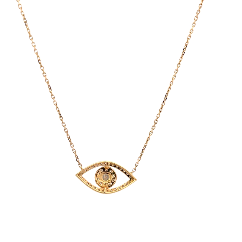 Yellow Gold 'Eye' Charm Necklace with Diamonds
