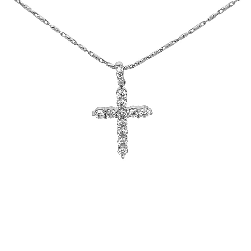 Exquisite 18K Gold Diamond Cross Pendant