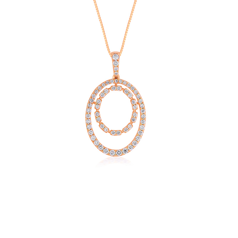 Oval Pendant in 18K Rose Gold Diamond