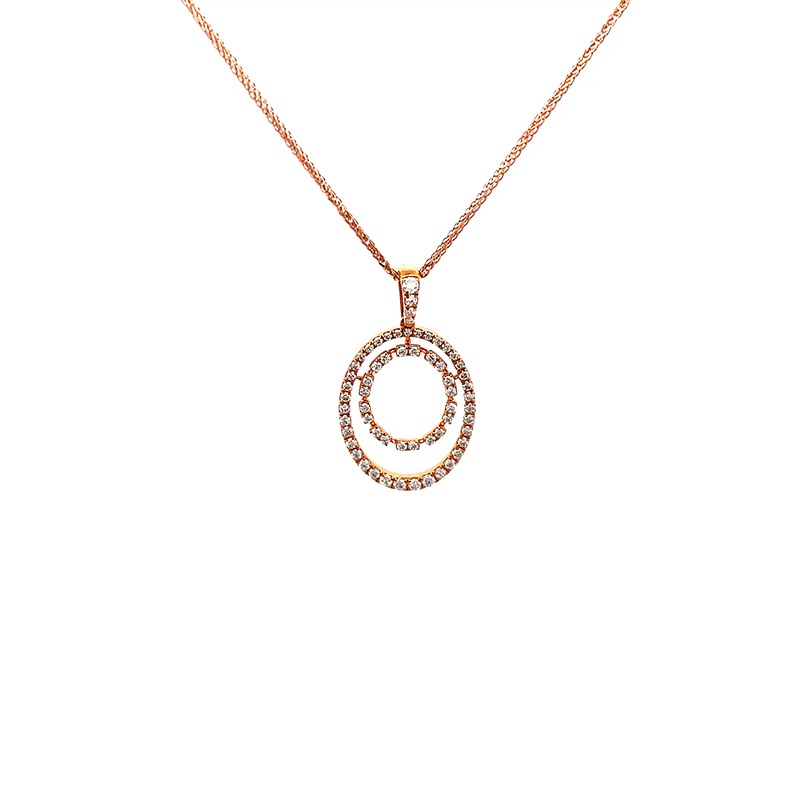 Oval Pendant in 18K Rose Gold Diamond