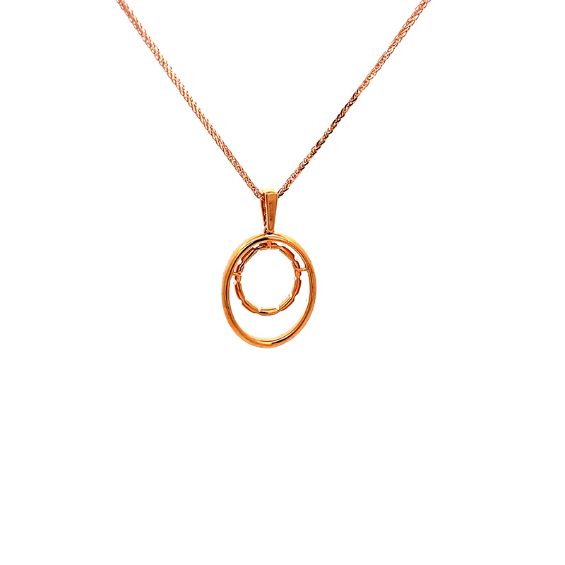 Oval Pendant in 18K Rose Gold Diamond