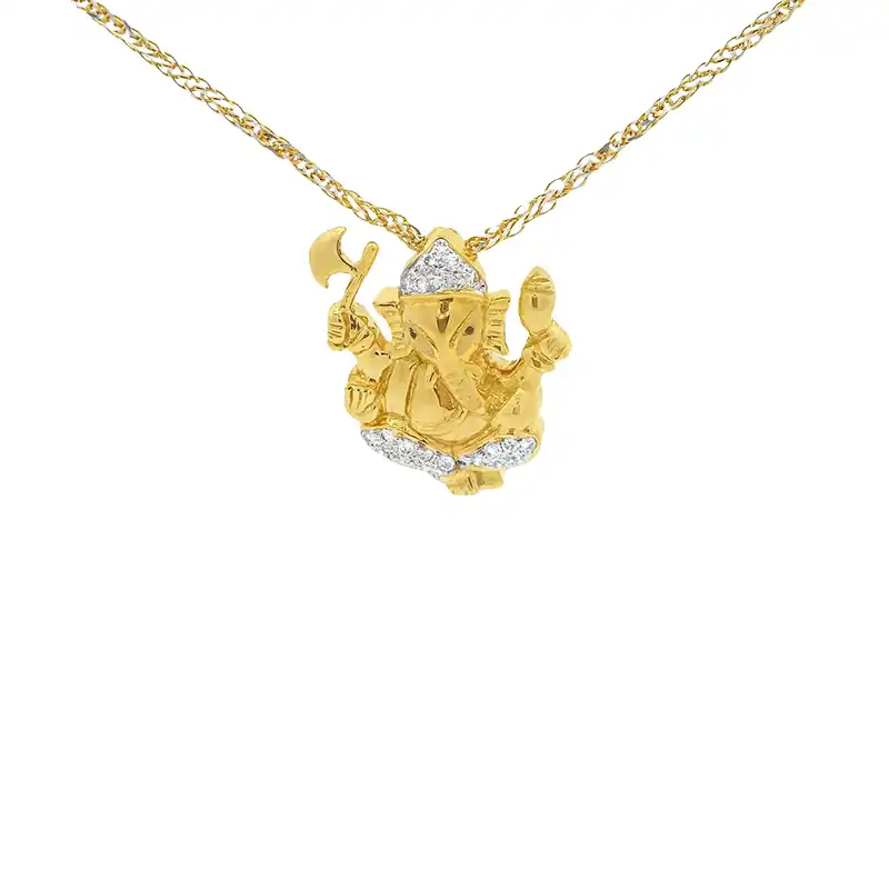 Lord Ganesh Pendant in Gold and Diamond