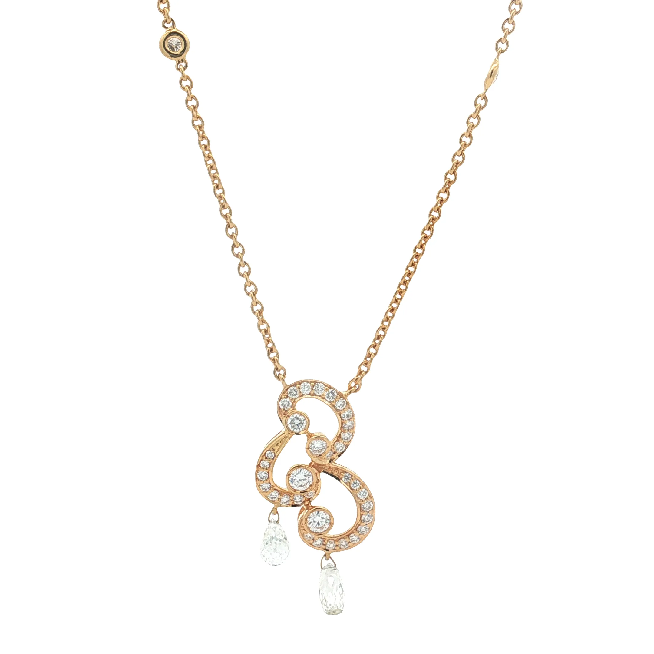 Yellow Gold Diamond Swirl Pendant Necklace