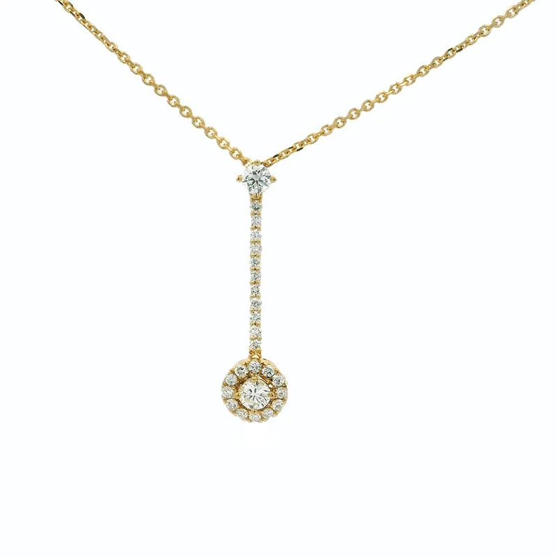Elegant drop gorgeous necklace in 18K yellow gold and diamonds