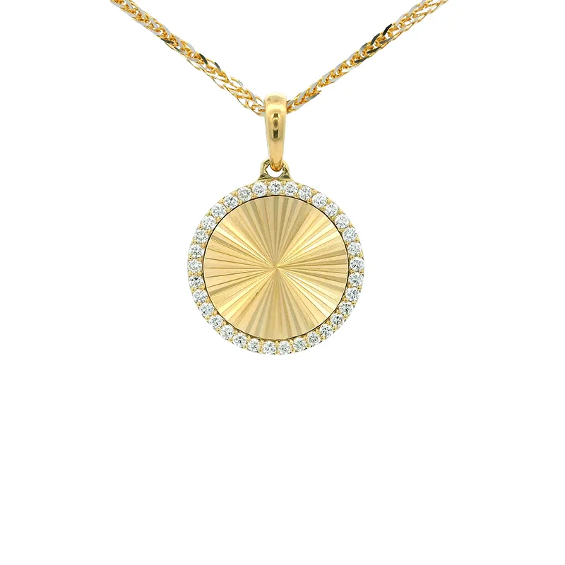 Round Gold Pendant with Sparkling Accents