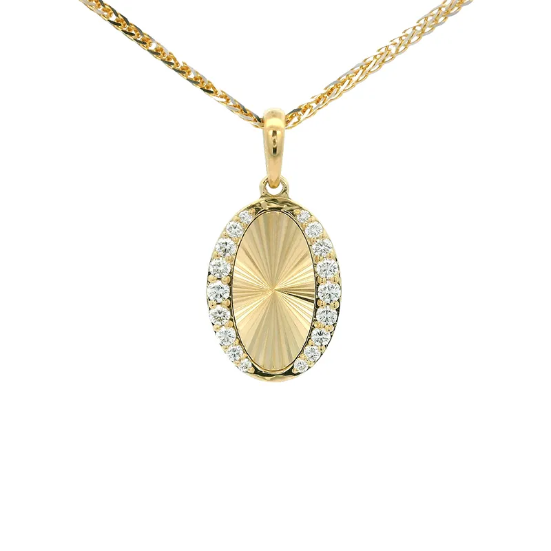 Oval Gold Pendant with Sparkling Accents