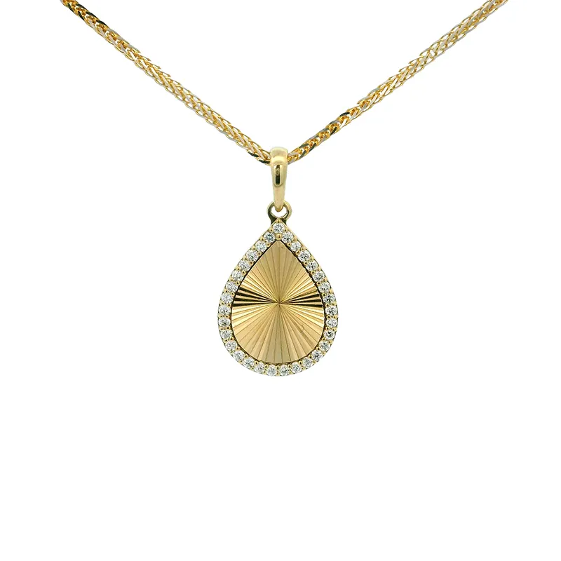 Drop shaped Gold Pendant with Sparkling Accents
