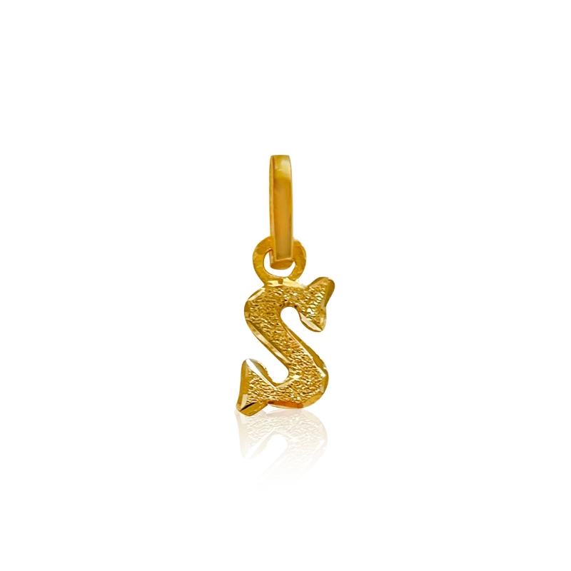 Letter S Initial Pendant in 22K Yellow Gold