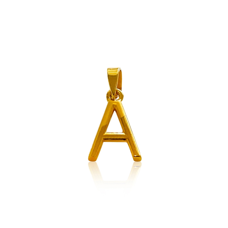 Letter A Initial Pendant in 22K Yellow Gold