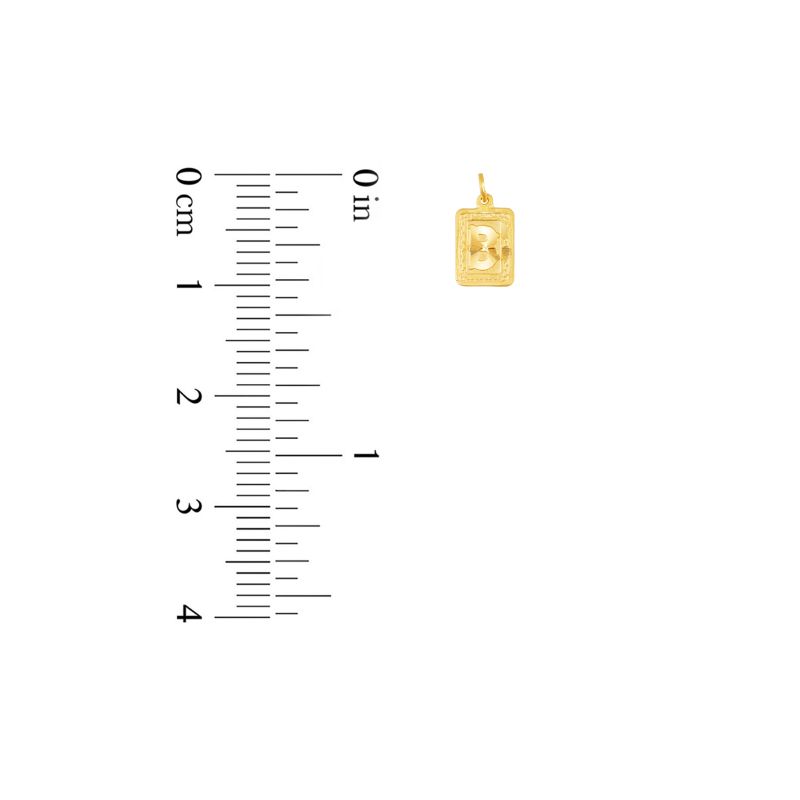 22K Yellow Gold Letter B Rectangular Patterned Pendant