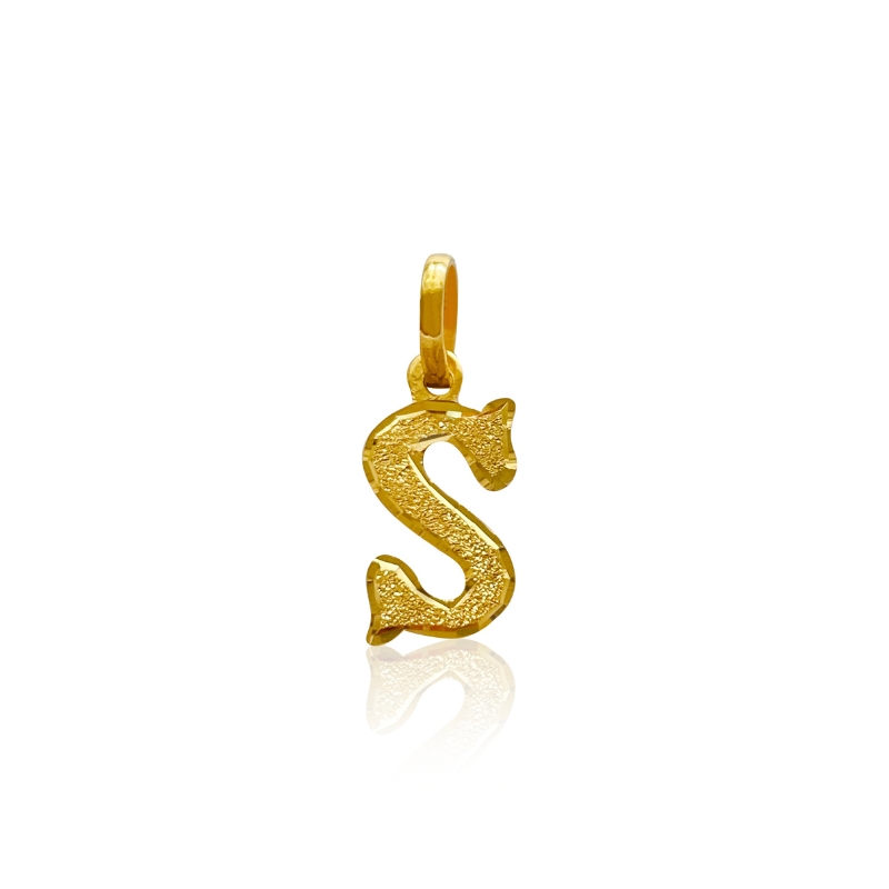 Letter S Initial Pendant In 22K Yellow Gold PEN 174