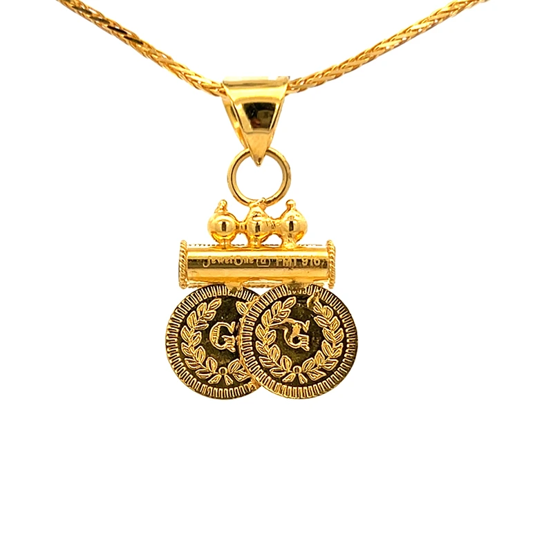 Goddess Laxmi Round Coin Pendant 22K Yellow gold