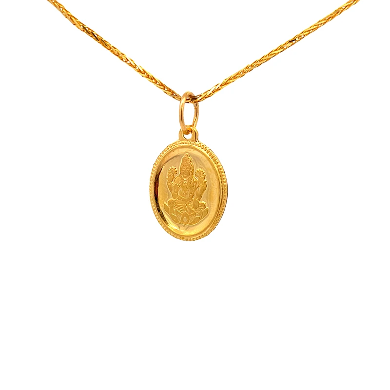Goddess Laxmi Oval Coin Pendant 22K Yellow gold PEN 219