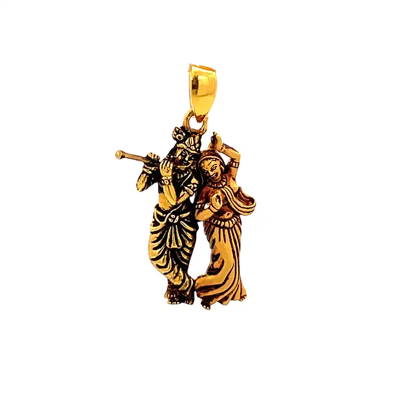 22K Gold Radha Krishna Pendant - Rasa Lila