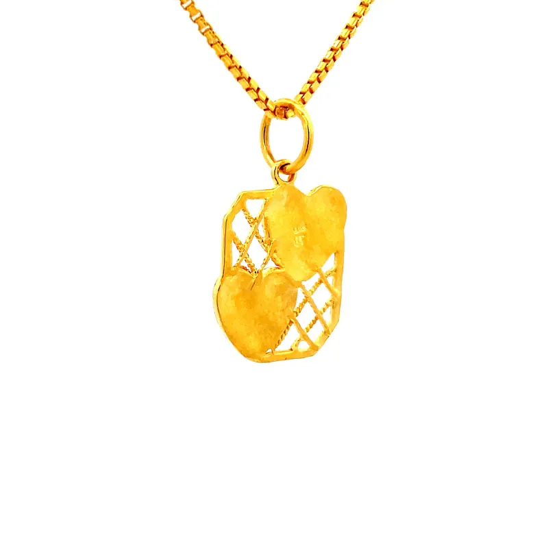 Yellow Gold YOU & ME Heart Lattice Charm pendant
