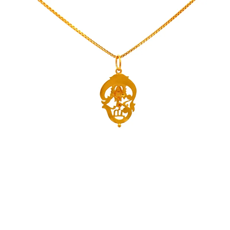 Religious Ganesha Yellow Gold Filigree Pendant