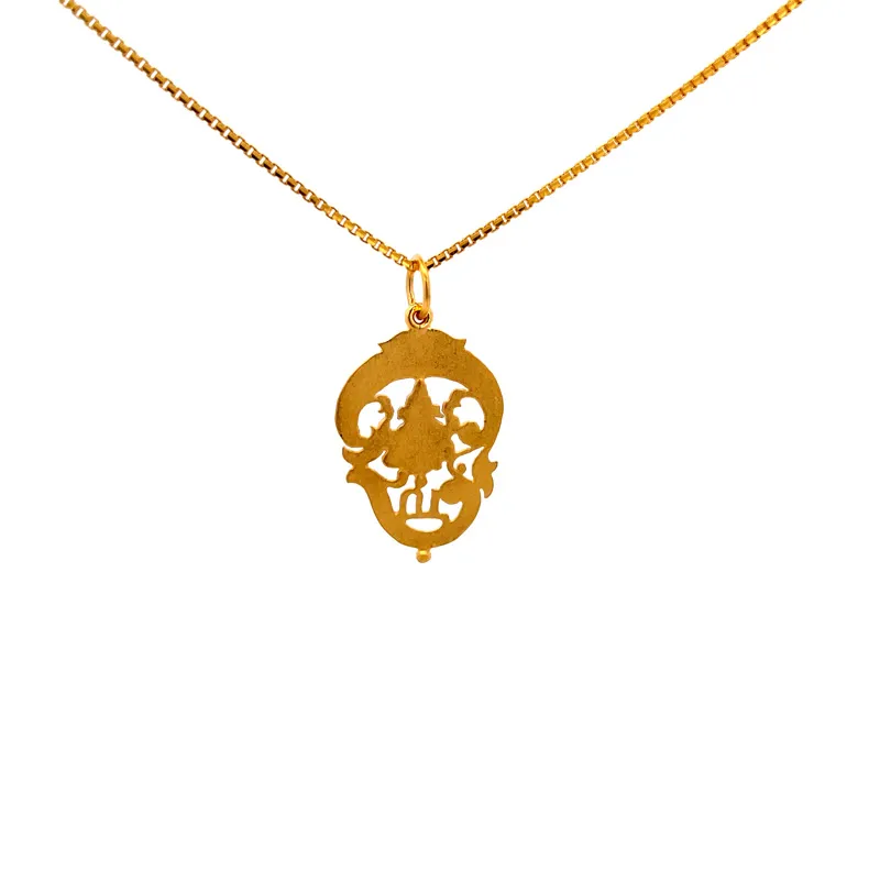 Dual-Tone Yellow Gold Ganesha and Om Devotional Pendant