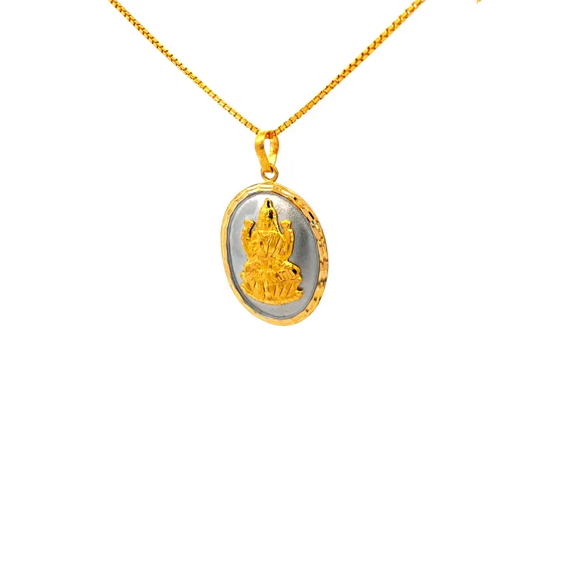 Goddess Laxmi pendant in 22K gold - Oval