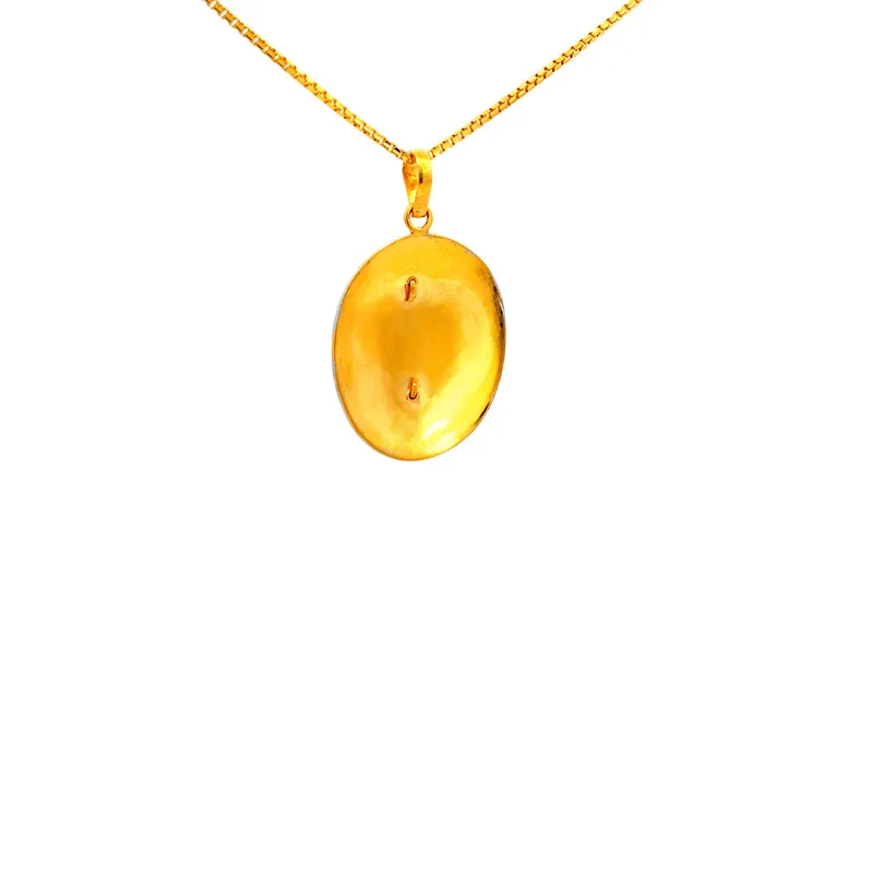 Goddess Laxmi pendant in 22K gold - Oval