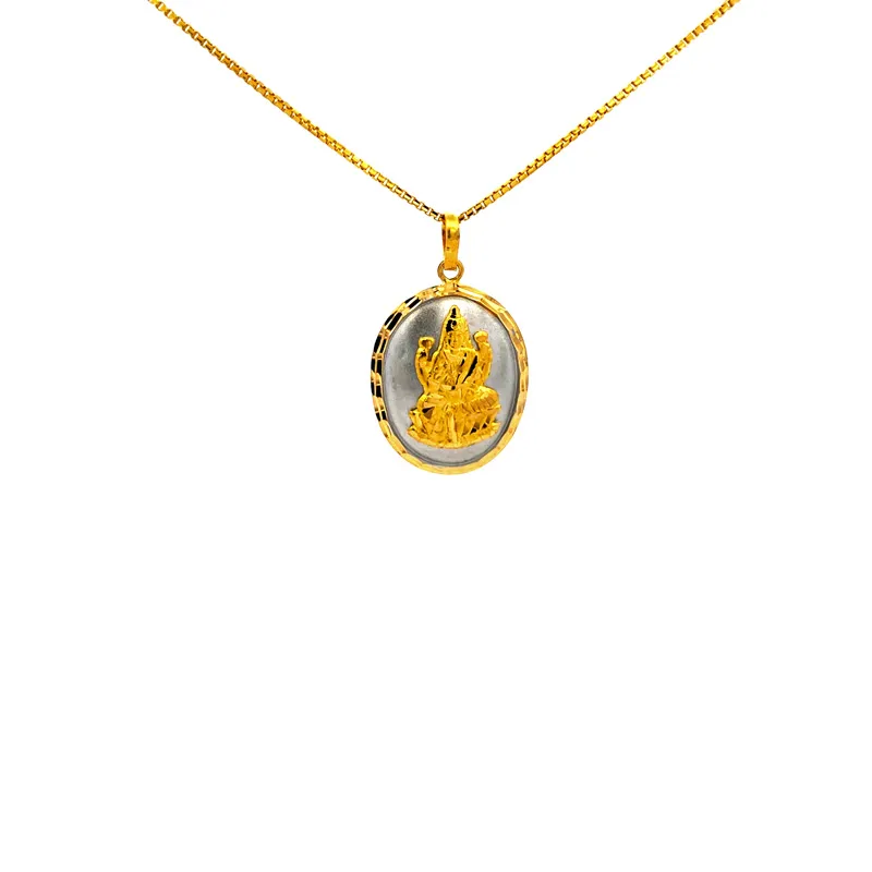 Goddess Laxmi pendant in 22K gold - Oval