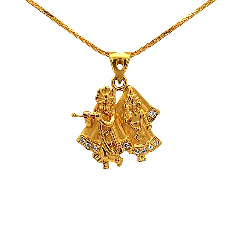 22K Gold Radha Krishna Religious Pendant
