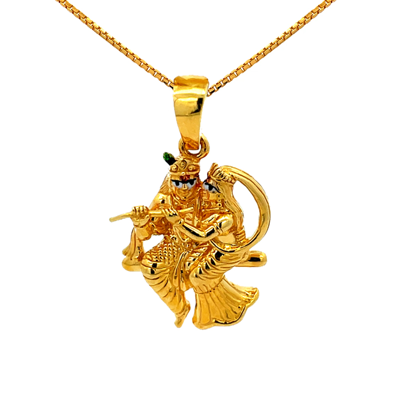 22K Gold Radha Krishna Pendant - Ras Lila