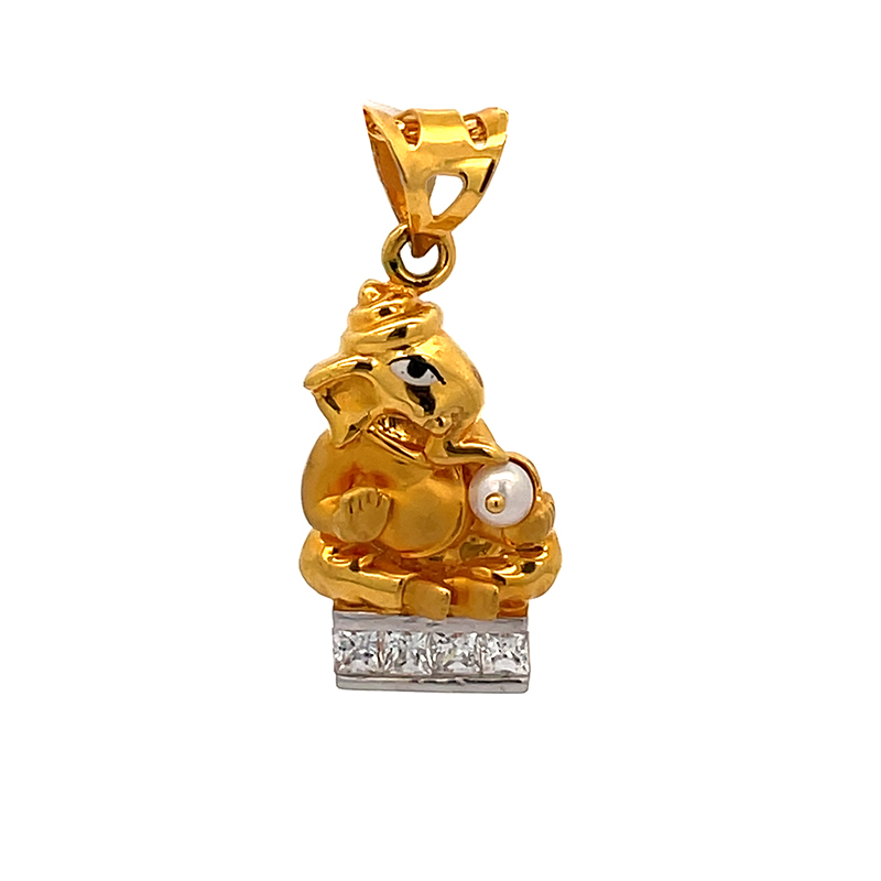 22K Lord Ganesh Gold Pendant