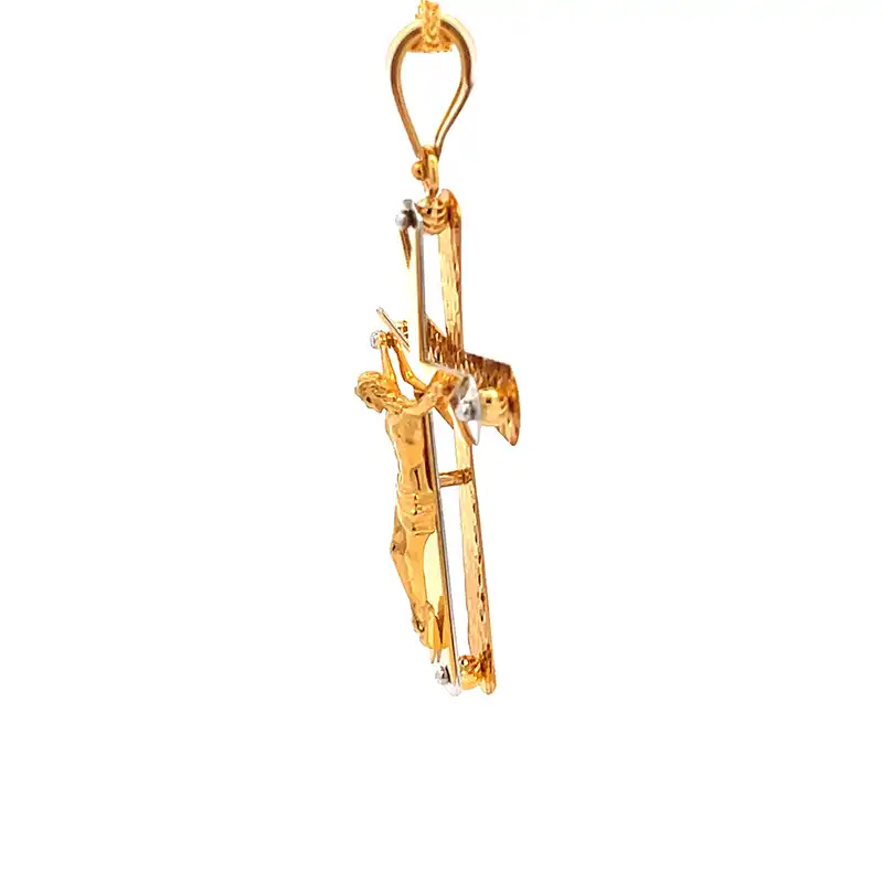 Elegant Cross Pendant - 22k Two Tone Gold