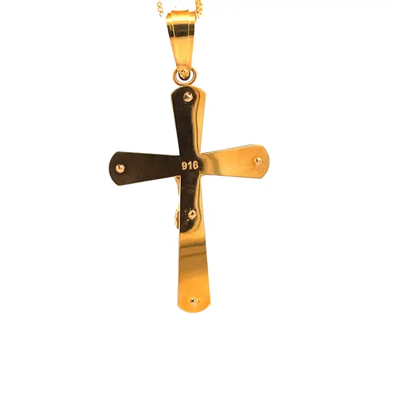 Elegant Cross Pendant - 22k Two Tone Gold