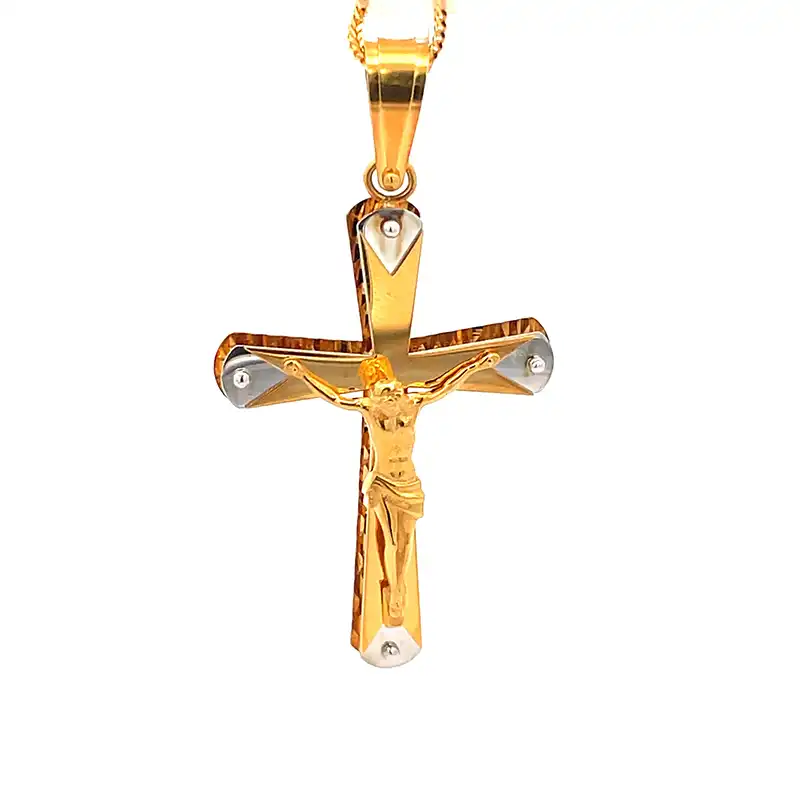 Elegant Cross Pendant - 22k Two Tone Gold