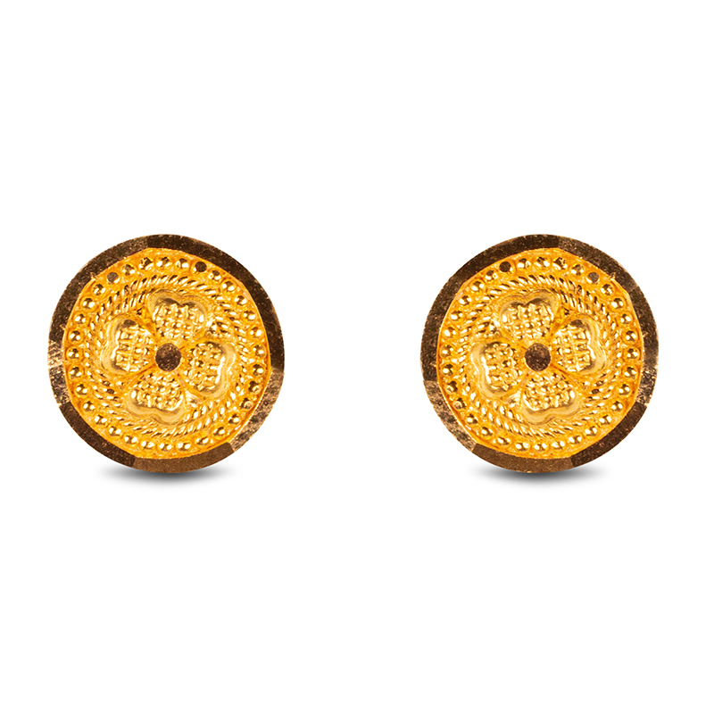 Dailywear Round Stud Earrings in Yellow Gold
