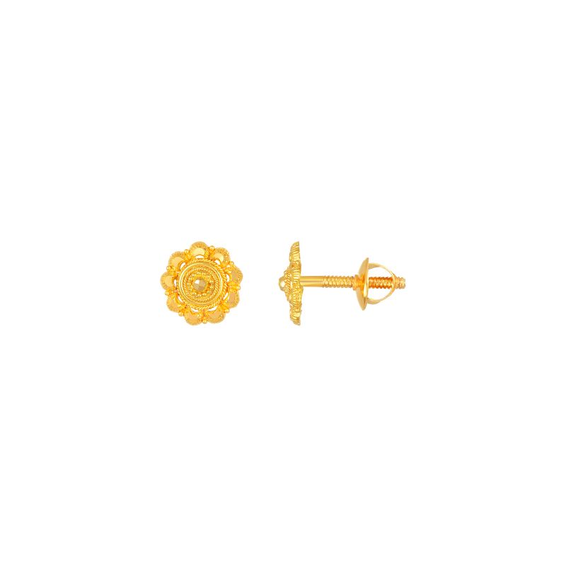 22k Yellow Gold Stud Floral Earrings