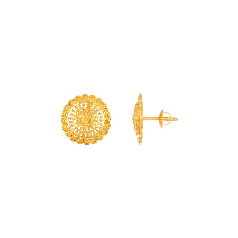 22k Yellow Gold Stud Patterned Earrings