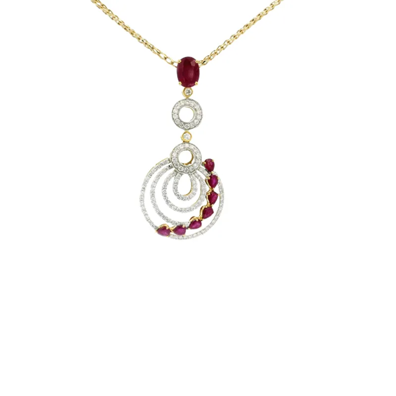 Ruby Diamond Pendant Set