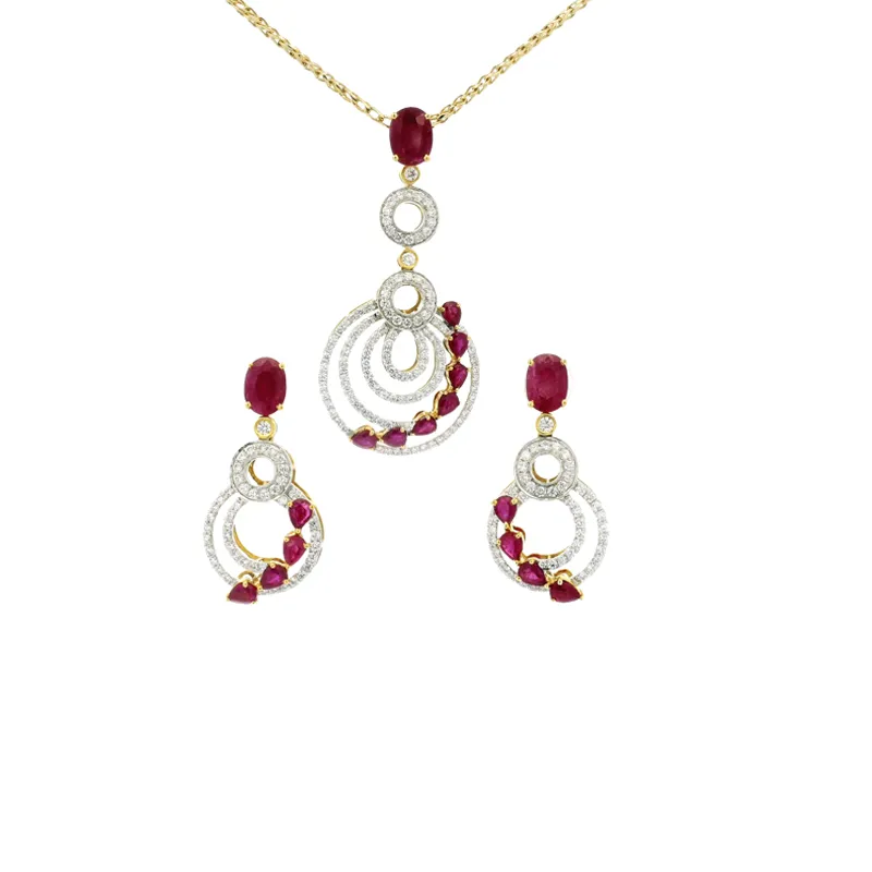 Ruby Diamond Pendant Set